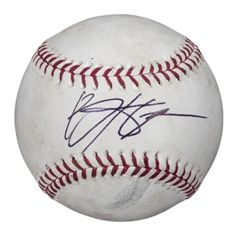 2012 Bryce Harper Game Used & Signed OML Selig Baseball Used on 5/2/12 For a Double (MLB Authenticated & JSA)